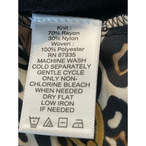 Susan Graver black and silky leopard cardigan with chain detail MED - Picture 5 of 11